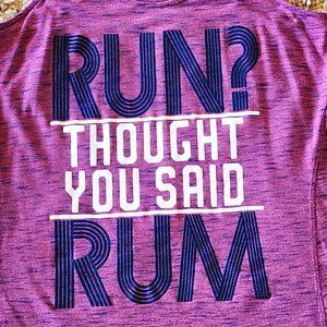 EVCR Purple Navy Blue "Run? I Thought You Said Rum" Racerback Tank Top Shirt